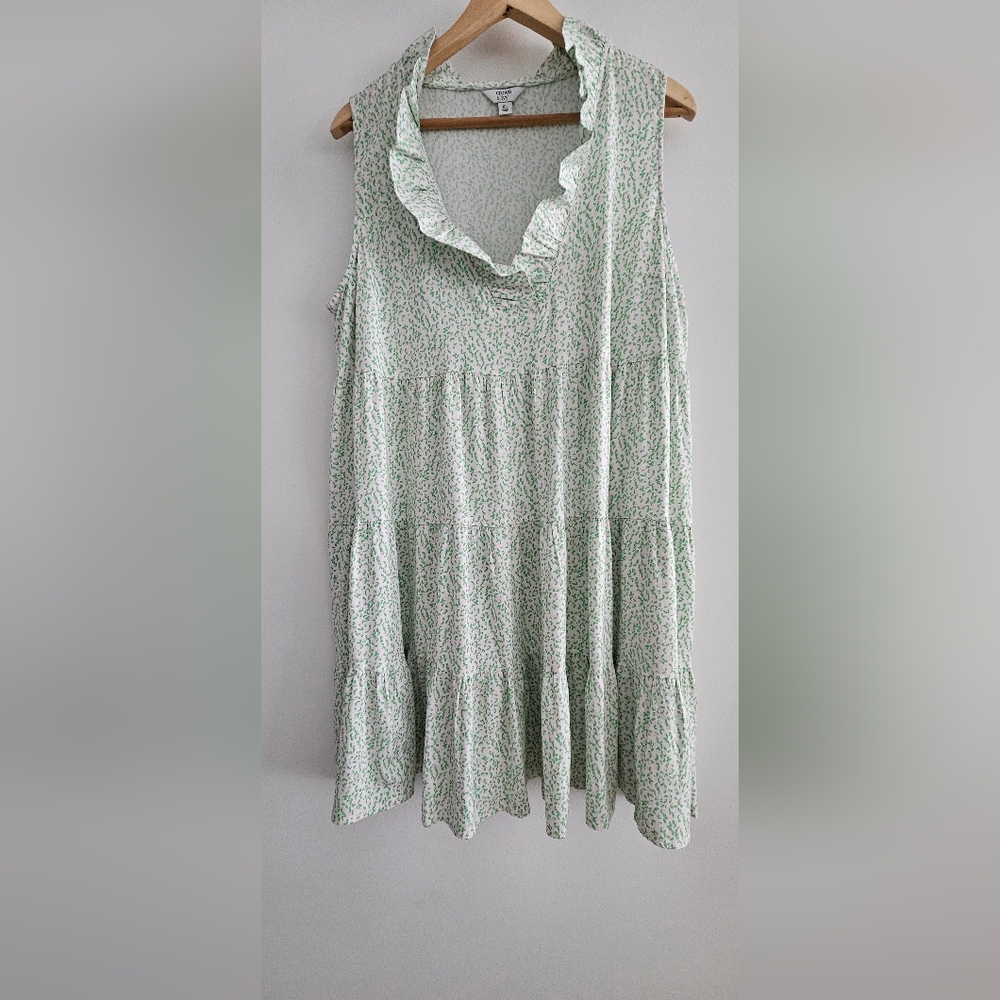 Crown & Ivy Light Green Floral Ruffle Dress